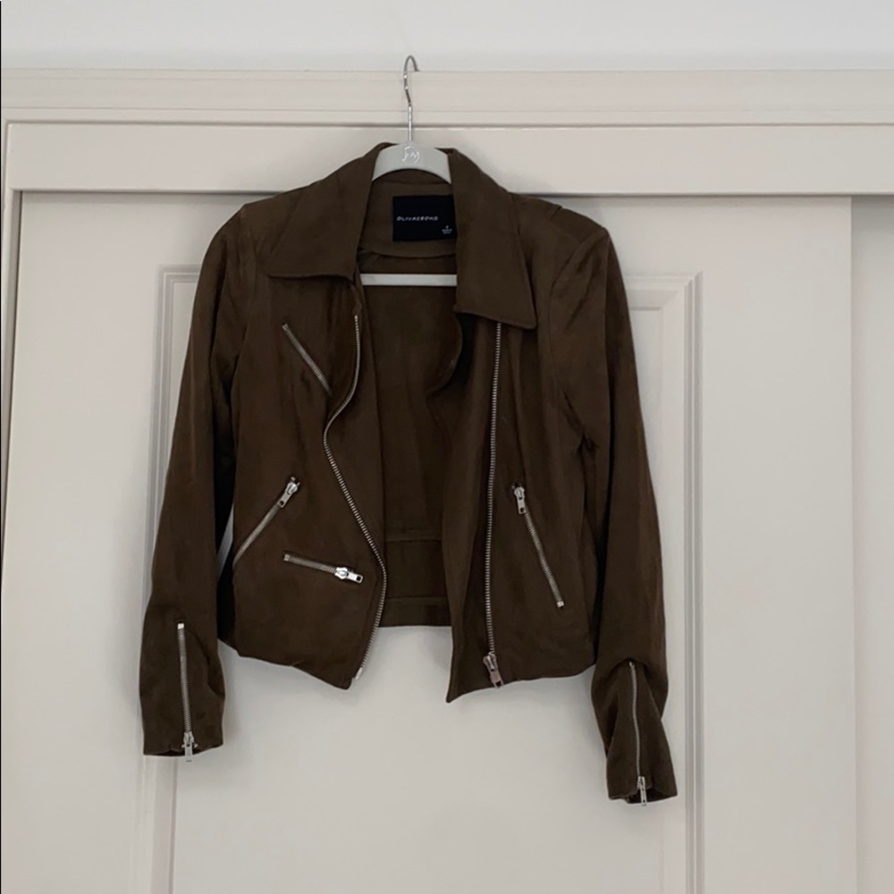 Olive Green Suede Moto Jacket